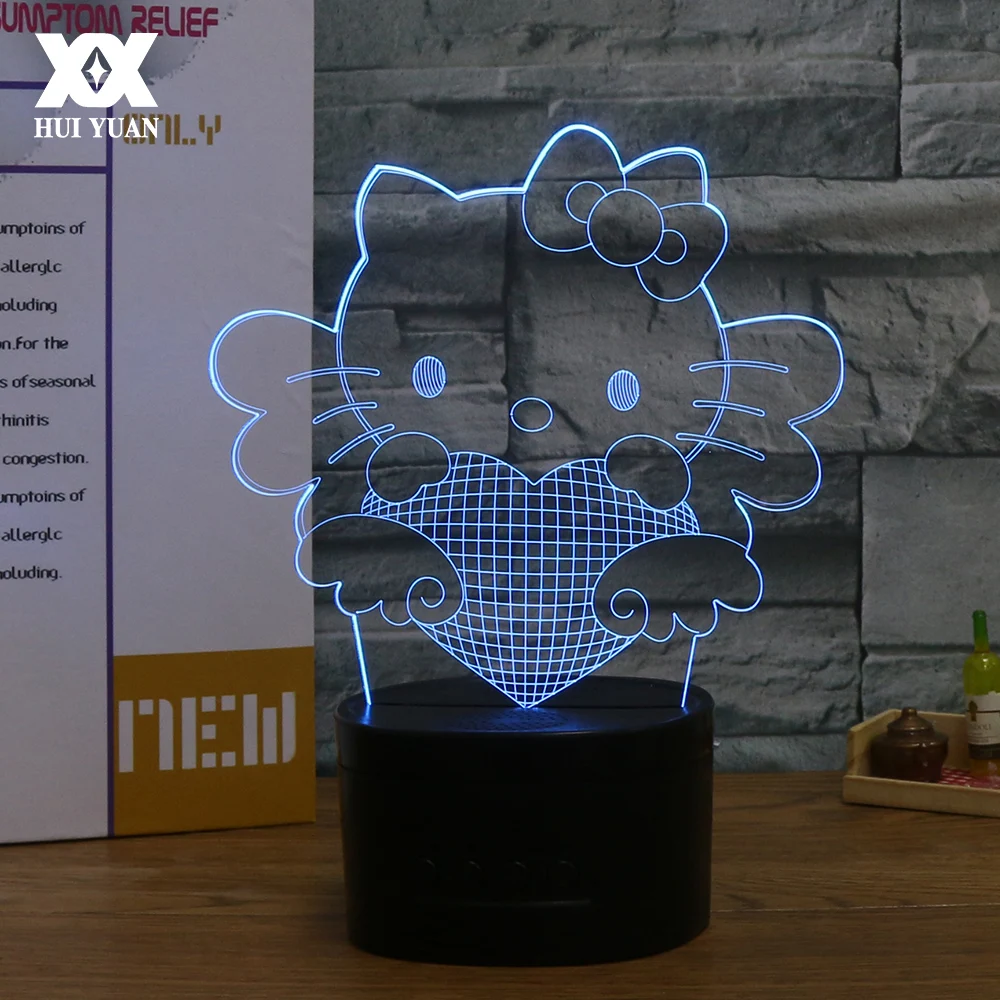 

Creative Cartoon Cat 3D Lamp Wireless Bluetooth Speakers Base Support TF Card LED Decorative Table Lamp USB Novelty Night Lights