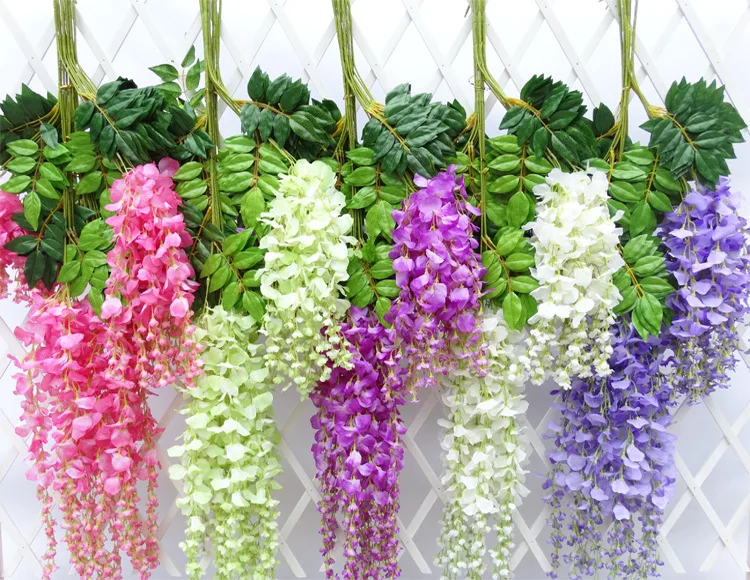 

wisteria artificial flowers wedding party festival decor flowers Garden Hanging Plant Vine 110cm 12pcs/lot