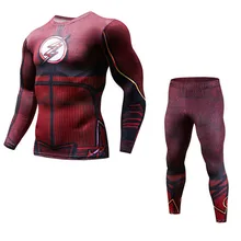 New Men's Long Sleeve Pants Fitness Compression Spider Set Flash T-Shirt 3D Print MMA Crossfit Muscle Shirt Leggings Tights Set