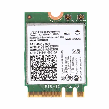 

For Intel Wireless-AC 3160NGW Dual Band 2.4/5.8Ghz 433Mbps Bluetooth 4.0 NGFF Wifi Card C26