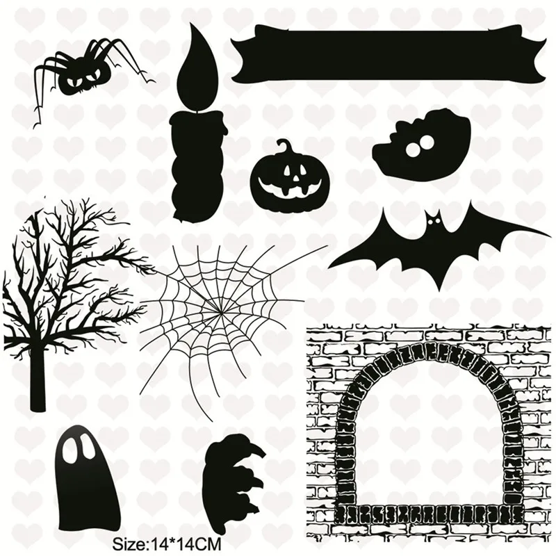 

InLoveArts Halloween Pumpkin Ghosts Transparent Silicone Stamps Scrapbooking New Embossing DIY Clear Stencils Craft Card 14*14cm