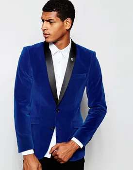 

Groomsmen Shawl Lapel Groom Tuxedos Velvet Royal Blue Jacket Men Suits Wedding Best Man (Jacket+Pants+Tie+Hankerchief) B893