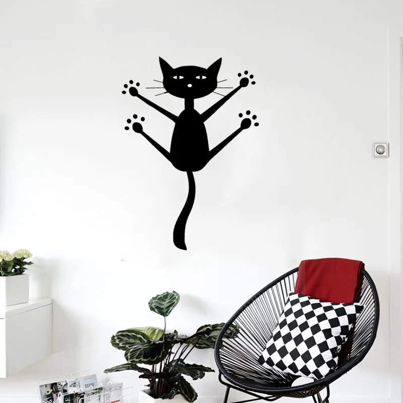 DIY black Funny Cats Wall Stickers Home Decor Vinyl Art Sticker Wall