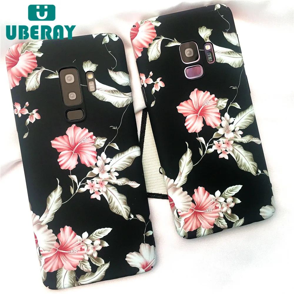 

UBERAY Flower Case For Samsung Note8 Samsung S8 S9 Plus Cover Fashion IMD Hard PC Mobile Phone Bag For Samsung Galaxy S7edge Bag