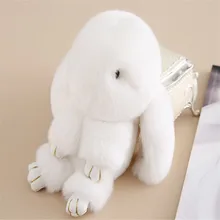 Fur Accessories Rex Rabbit Fur Keychain Bag Car Charm PomPoms 17 18CM Rabbit Pendent Little