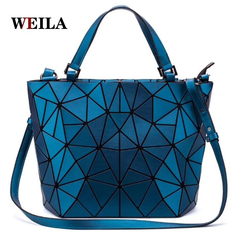 

New Women Bags Plain Folding Handbag Bucket Bag Ladies Geometric Shoulder Bags Female Casual Tote Handbags Drop Shipping