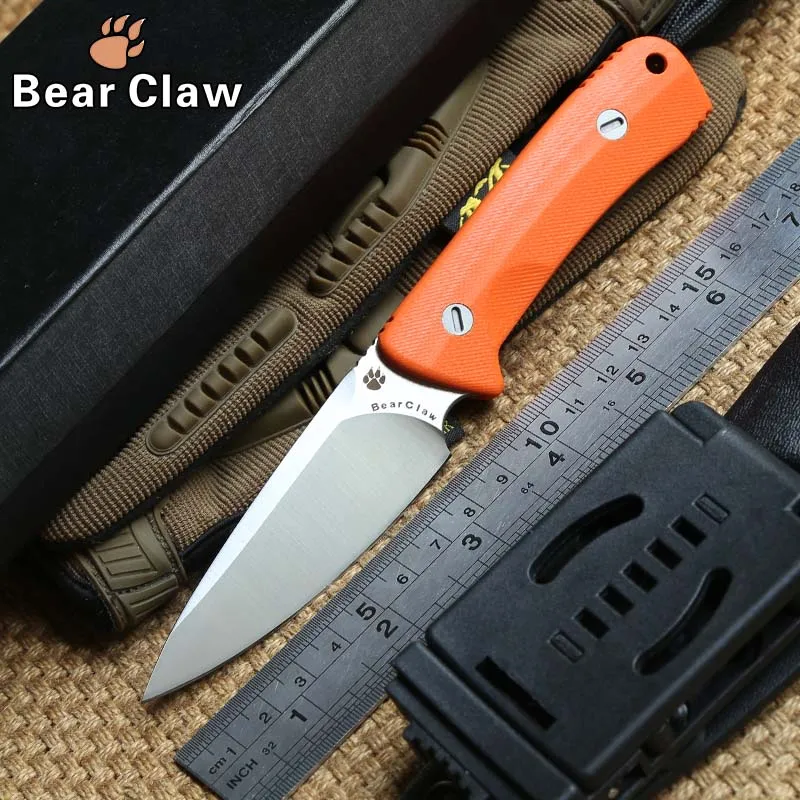 Bear claw Nettle fixed blade knife D2 steel G10 handle outdoor hunting survival pocket kitchen fruit knives practical edc tools stainless steel fixed blade knife fruit knife outdoor survival knife pocket tools edc knives nylon sheath