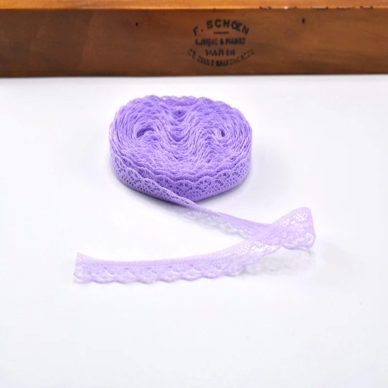 10 ярдов кружевная обрезная лента 14 мм ширина африканская кружевная ткань белое хлопковое кружево для DIY шитья вышивка аксессуары для домашней одежды - Цвет: Light purple