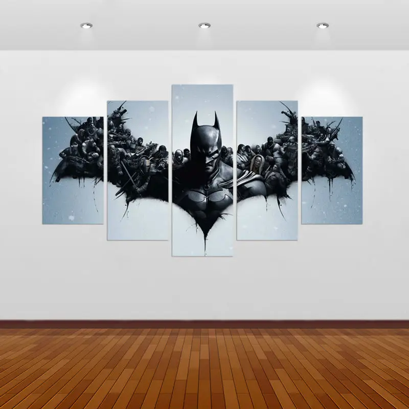 Framed 5pcs Characters Batman painting Modern home decor Canvas Art