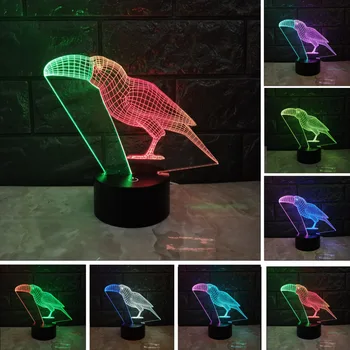 

Amroe Novelty Mixed Color Parrot Bird 3D 7 Color LED USB Touch Night Light Child Baby Sleeping Table Home Decor Xmas Toys Gifts