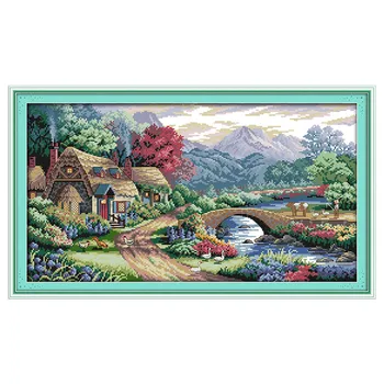 

Farm scene Counted Cross Stitch Pattern Kits DIY SET DMC Cross-stitch Fabric 11CT 14CT Printed On Canvas Home Decor Painting