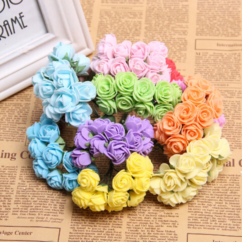 12pcs/bunch Simulation Rose Artificial Flower Foam Flower DIY Ball