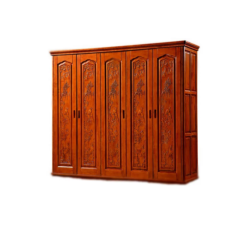 Луи моды шкафы китайский стиль пальто шкаф 5 дверь открытый классический спальня шкаф - Цвет: No drawers