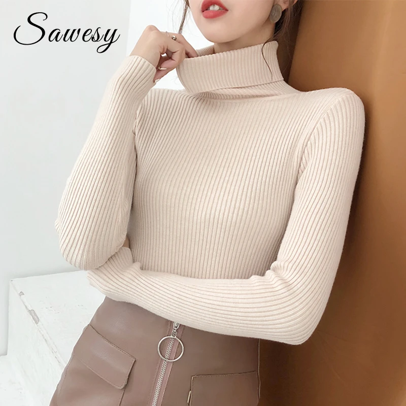 

Autumn Winter Turtleneck Sweater Women Pullover Fashion 2018 Long Sleeve Knitting Jumper Female Streetwear Black Pink Sweaters