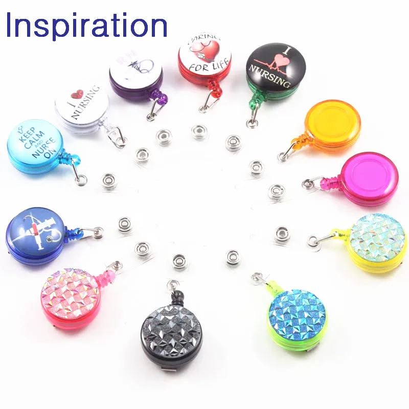 

Retractable Ski Pass ID Card Badge Holder Reel Pull Key Name Tag Card Holder Keychain For Nurse Doctor Hospital Teacher 20pcs
