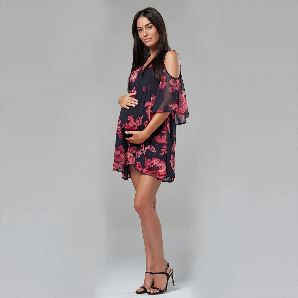 chiffon Women's Maternity Beach Sundress Fashion Female Breastfeeding