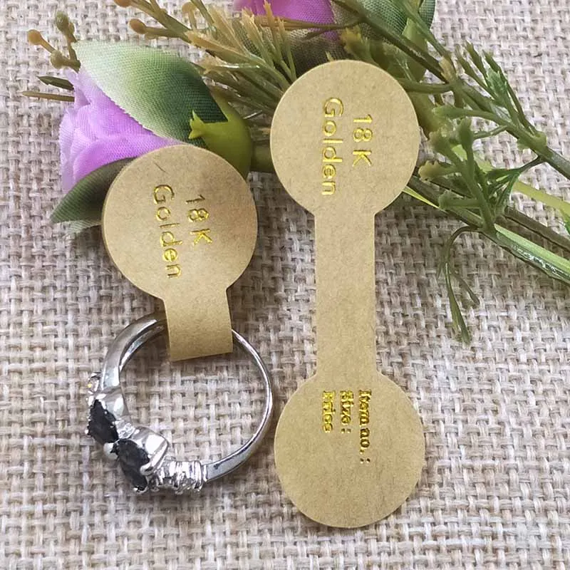 Decorative Labels Stickers 100pcs 925 Sterling Silver Ring Label Sticker label For Jewelry Necklace /Bracelet/Pendant Price Tag 58X20MM 999Golden Foil