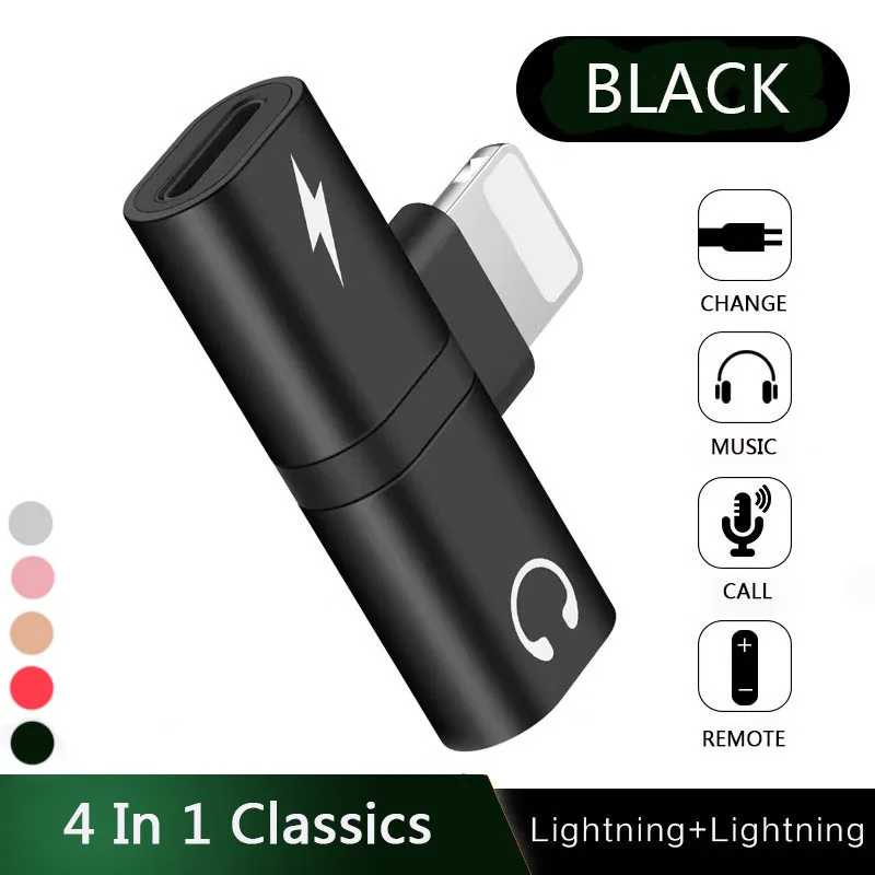 

Connector Splitter Charger Audio Headphone Adapter Portable 2 IN 1 For IPhone 7 8 X For Iphone XR XS Max to Earphone AUX Cable
