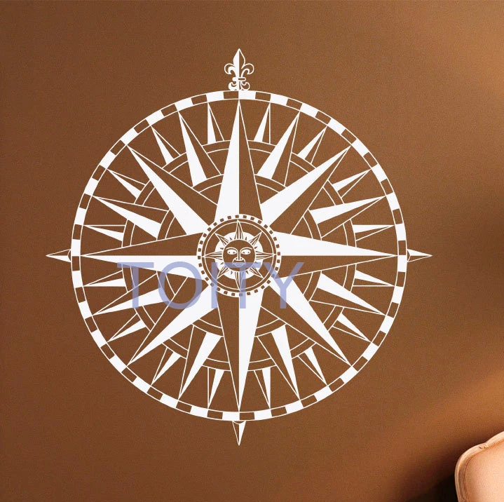 Compass Rose Wall Vinyl Sticker Nautical Compass Office Decal
