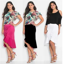 Лидер продаж, модные летние юбки, Женская юбка с нерегулярным листом лотоса, Женская Повседневная Юбка До Колена, Femme Saia Y05