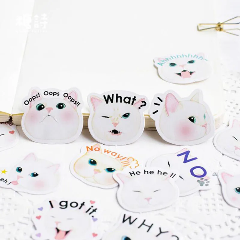 45pc Cute Stickers Kawaii Fat White Cat Phone Album Bullet Journal Stickers Decorative Scrapbooking Stickers Korean Stationery Stationery Stickers Aliexpress - roblox id for kawaii knife