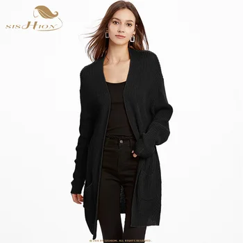 

SISHION 2019 new striped long knit cardigan lady loose V-Neck patchwork large size women sweater coat SP0218