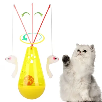 

Pet Cat Tumbler Toy Funny Interactive Play Teaser Cat Toys Cat Squeak Bell Toys Wands With Mice Pet Products