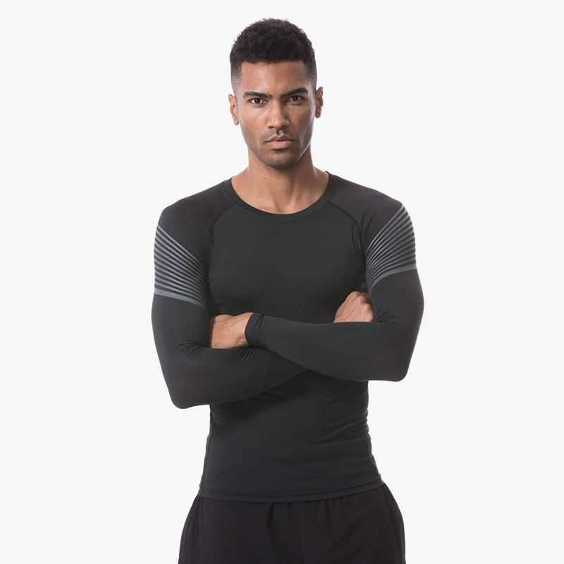 С длинным рукавом спортивная рубашка Для мужчин бег футболки Спорт Тренажерный зал Костюмы спортивный топ Для мужчин спортивной Rashgard - Цвет: Style 1