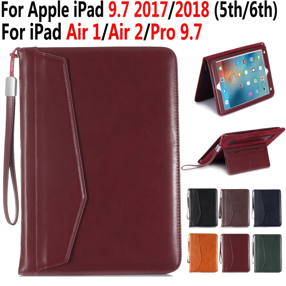 

Luxury Leather Cover Case for Apple iPad 9.7 2017/2018 5th/6th Generation Folio Smart Auto Wake Sleep Case for iPad Air 1/Air 2