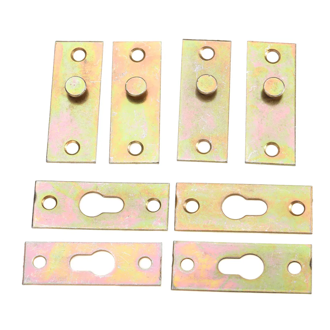 Mayitr 4pcs Brass Bracket Tone Furniture Wood Bed Rail Bracket Fittings