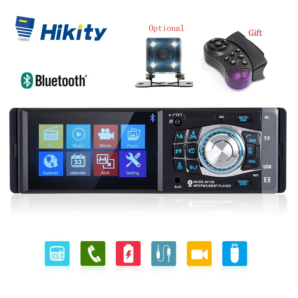 Автомагнитола Hikity 4012B 4 1 дюйма Din FM Bluetooth поддержка камеры заднего вида с пультом