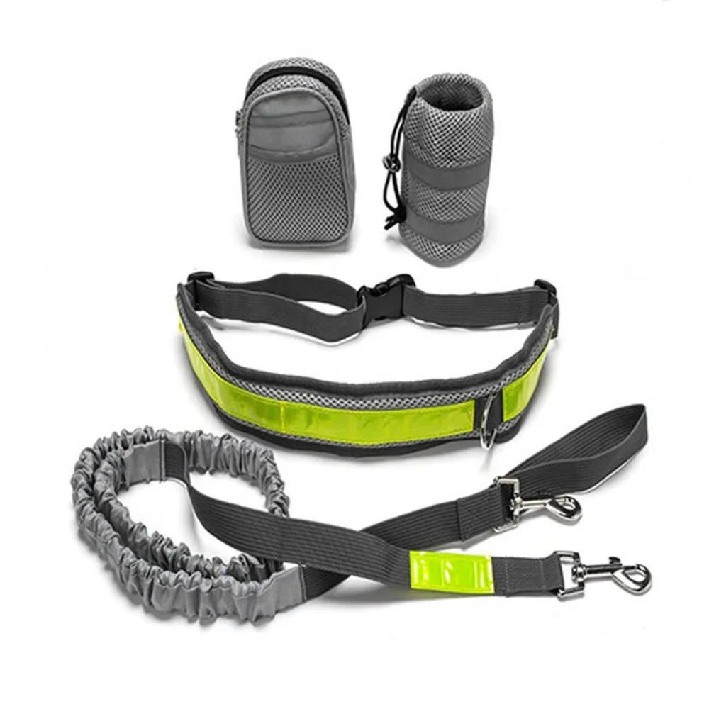 Multifunction Elastic Nylon Belt Running Dog Leash Padded Waist With