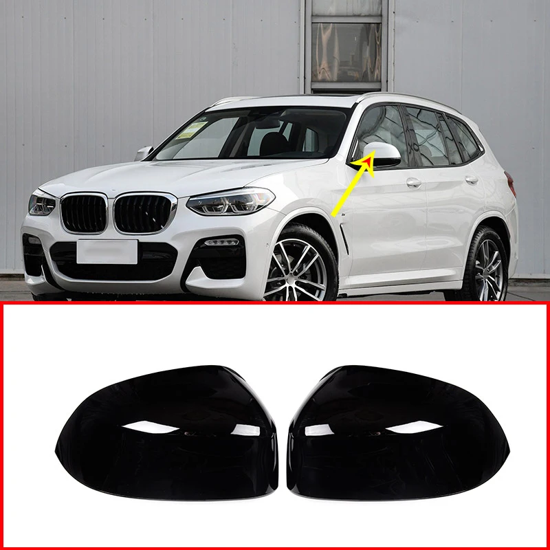

Exterior Side Rearview Mirror Cap Cover Trim For BMW X3 X4 G01 G02 2018 2019 Car Accessories Glossy Black 2 Pcs