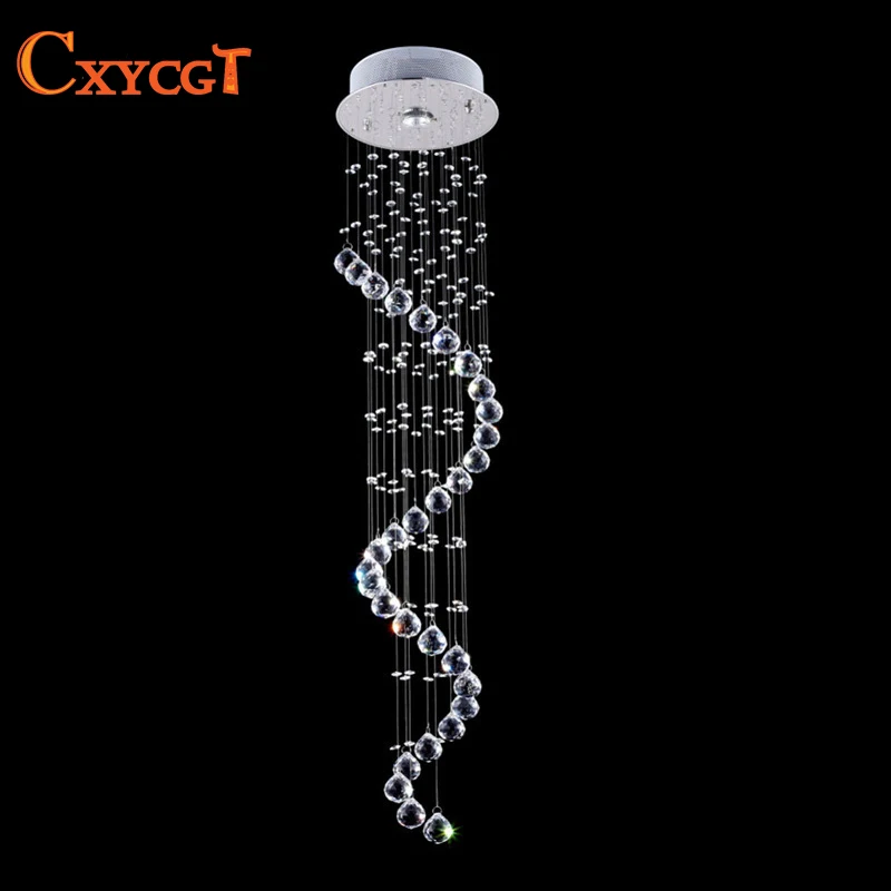 

Modern led Spiral Crystal Chandelier Light Fixtures Long Stair Light for Staircase Hotel Foyer Decoration Living Room Lamp