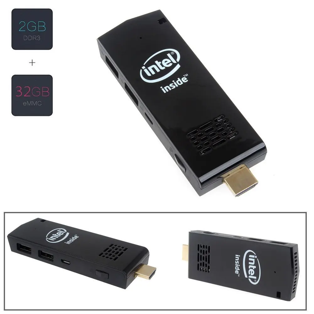  2Sets Z3735F 2G/32G W5 TV Stick Windows 10 Android 4.4 Mini PC TV Dongle XBMC WiFi Bluetooth 4.0 Quad Core 1080P Intel TV Box 