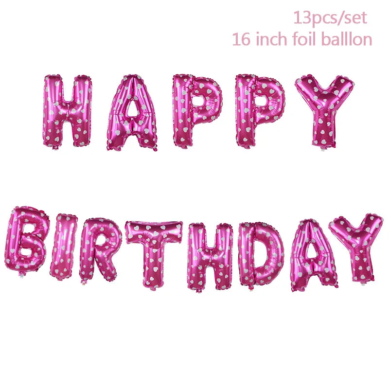 Воздушные шары на 1-й день рождения, бумажный баннер, розовые фольгированные воздушные шары для маленьких девочек на день рождения, вечерние украшения для малышей 1 первый год - Цвет: B02