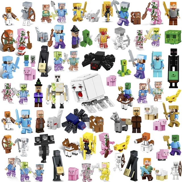 Best Price Legoings Minecraft My World Zombie Steve Enderman Action Figures Building Block Compatible Legoing Weapon Toys Kid Birthday Gift
