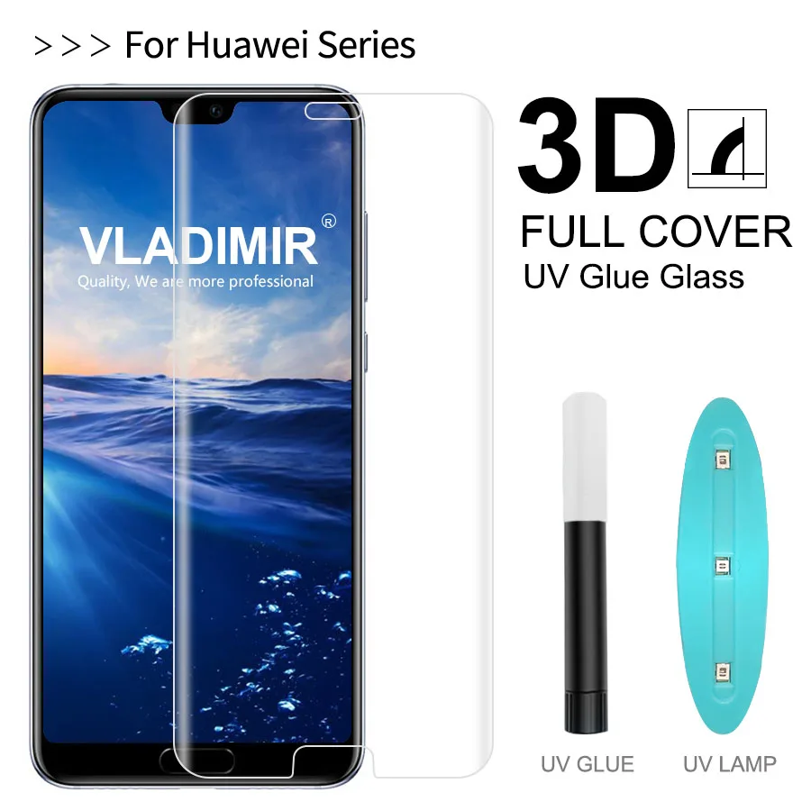 Vladimir Nano Liquid UV Full Glue Tempered Glass For Huawei P20 Pro Lite Cover Screen Protector Protective Film | Мобильные телефоны