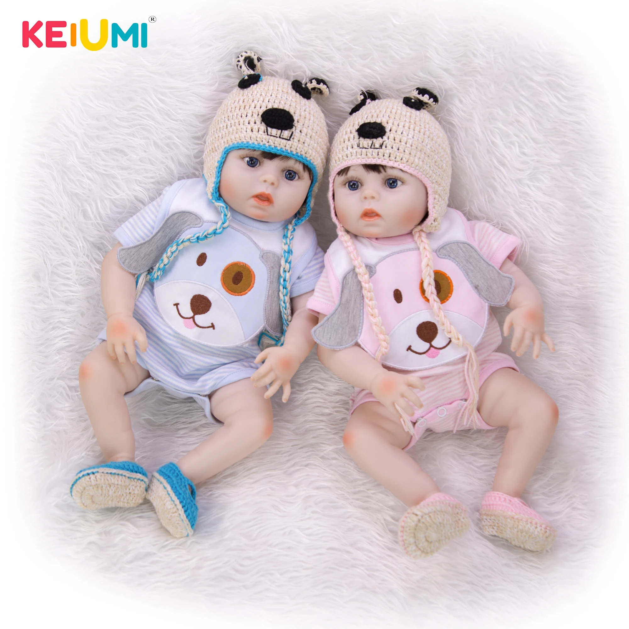 KEIUMI Wholeasle Reborn Baby Doll For Girl And Boy Twins Full Silicone Handmade Boneca Reborn Realistc For Children's Day Gift