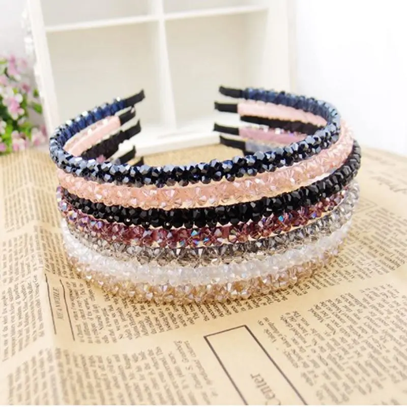 Girl Crystal Hair Band Women Fashion Alloy Headband Beautiful Jewelry Headwear Korean Style Hair Accessories Random Color