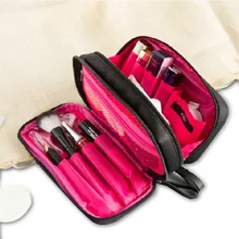 Mini Double Layer Cosmetic Bag Travel Organizer Functional Makeup Pouch Vanity Case Toiletry Brush Storage Accessories цена Mini Double Layer Cosmetic Bag Travel Organizer Functional Makeup Pouch Vanity Case Toiletry Brush Storage Accessories цены онлайн