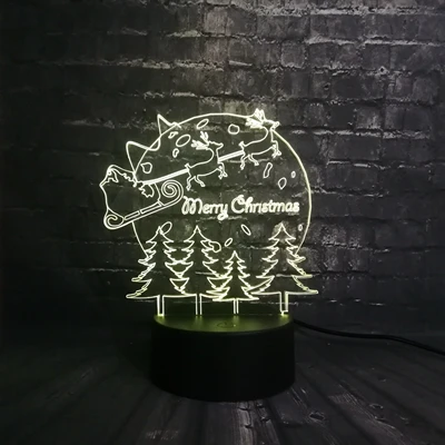 Веселая Рождественская елка оленя украшение для дома 3D USB светодиодный светильник изменение цвета ночник RGB База ребенок сон Иллюзия эффект - Испускаемый цвет: 2