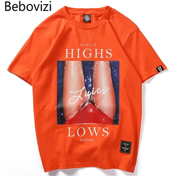 

Bebovizi Brand 2018 Fashion Funny Printed Men Girls Cotton Tops Tees Streetwear Short Sleeve Tshirts Hip Hop Casual Summer Tees
