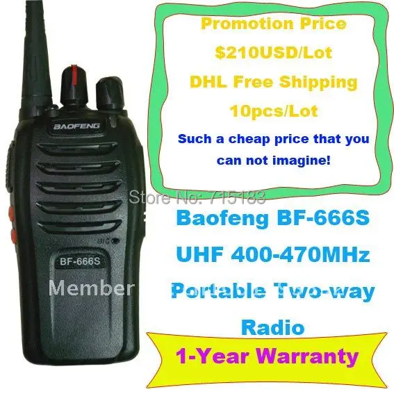 BAOFENG BF-666S UHF: 400-470 МГц профессиональная портативная двухсторонняя рация Baofeng BF 666S рация