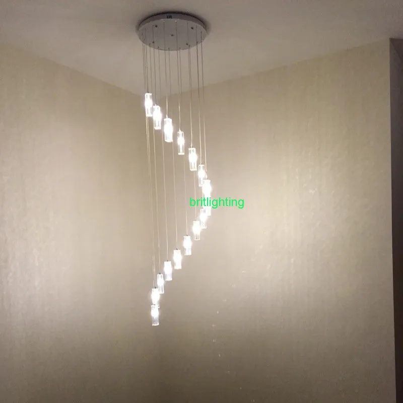 LED Крытый лестницы светильники хрустальные люстры длинные хрустальная люстра