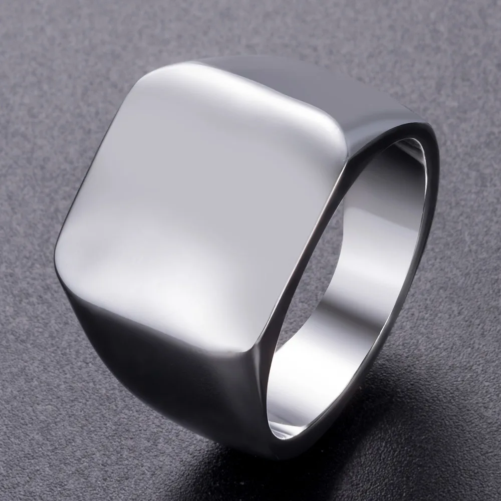 Мужское гладкое квадратное кольцо из сплава|signet ring|ring ringsquare ring |