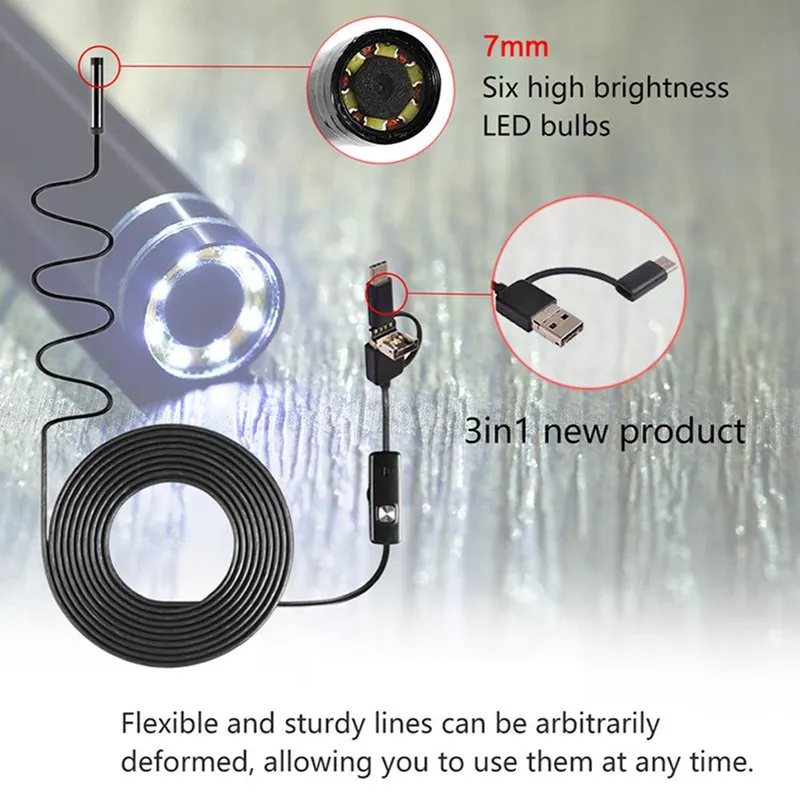 VicTsing 1510m 3-in-1 Android Type-C USB Endoscope Camera Wifi Borescope 6 LED Snake Camera For Mac OS Windows Car Repair Tool (21)