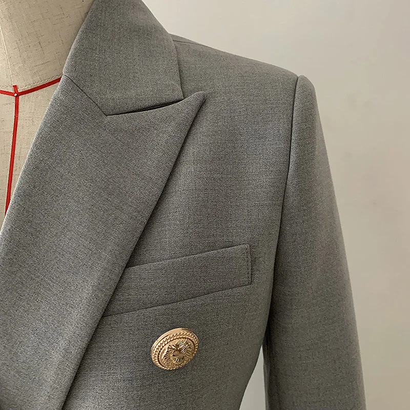 Новое поступление однотонная Европейская дизайнерская Высокая уличная Женская куртка Универсальный серый подиумный Блейзер высокого качества
