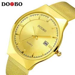 DOOBO Элитный бренд кварцевые часы Для мужчин золото Повседневное Бизнес сетка из нержавеющей стали группа кварц-часы модные тонкие часы