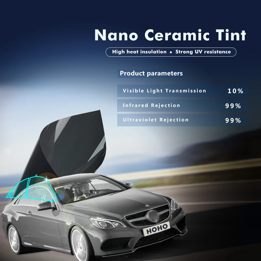 VLT 10% Черная Стеклянная Тонирующая пленка для окна и затеняющая пленка для автомобильного дома 2ply Nano ceramic Tint несколько размеров на выбор